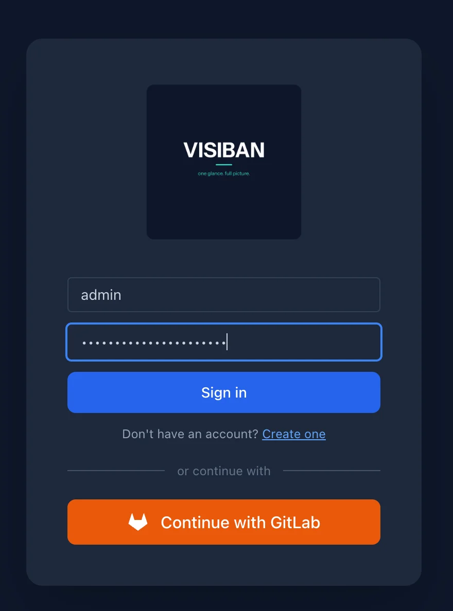 Login page with email/password form and OAuth provider buttons